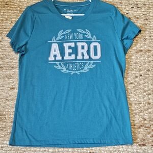 Aeropostale Blue Tee with White & Grey Lettering - Sz XXL